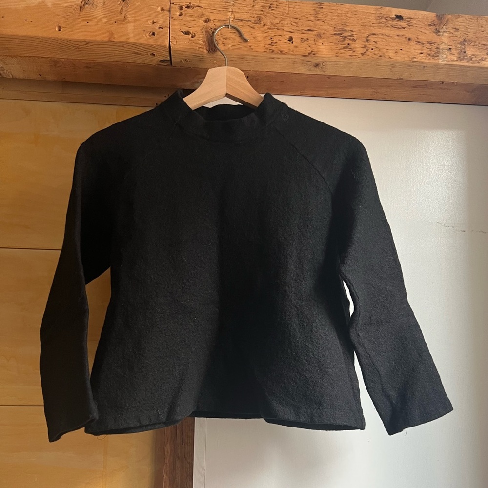 COS black mock neck wool blend sweater